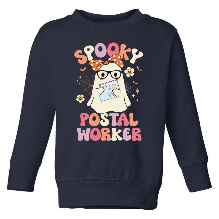 Groovy Spooky Postal Worker Ghost Vintage Halloween Costume Toddler Sweatshirt