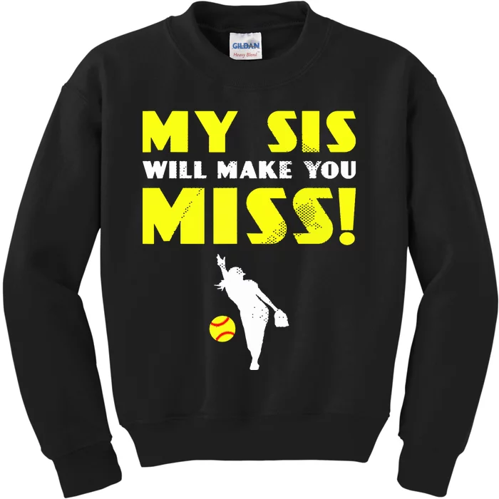 Girl Softball Pitcher Sister Brother Funny Kids Sweatshirt