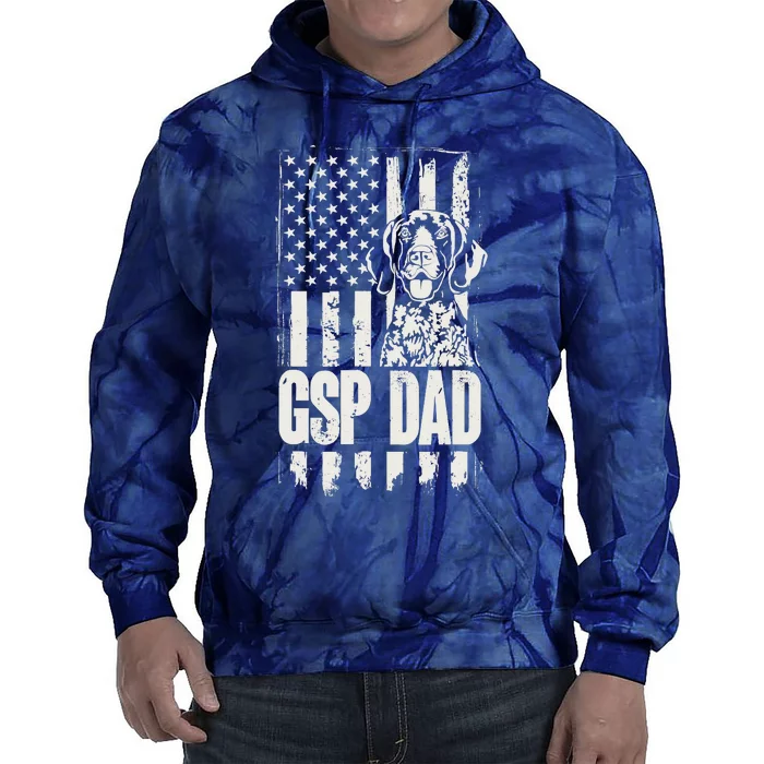 German Shorthaired Pointer Gsp Dad Dog American Flag Tie Dye Hoodie