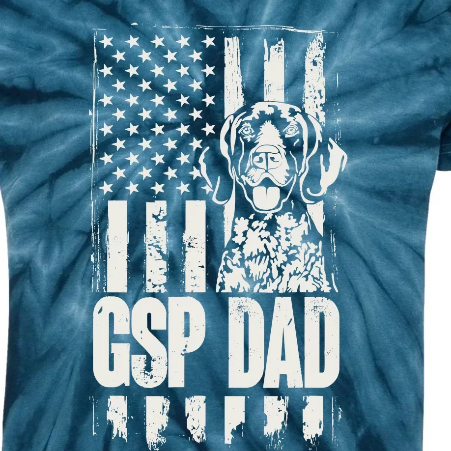 German Shorthaired Pointer Gsp Dad Dog American Flag Kids Tie-Dye T-Shirt