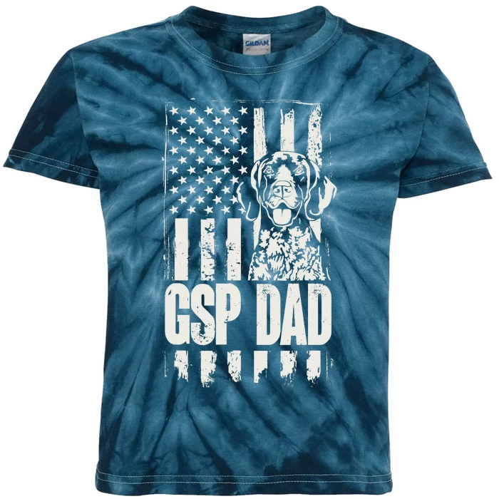 German Shorthaired Pointer Gsp Dad Dog American Flag Kids Tie-Dye T-Shirt