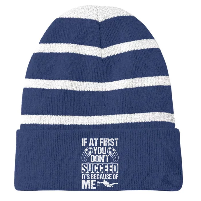 Goalie Soccer Player Goalkeeper Goaltender Team Keeper Sport Striped Beanie with Solid Band