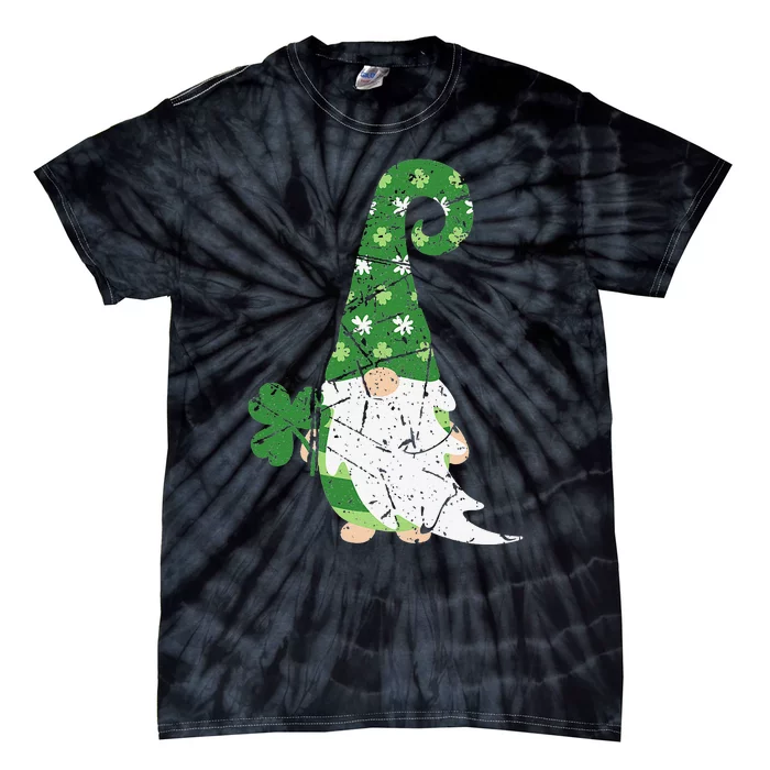 Gnome St. Patricks Day Irish Celebration Shamrock Women Tie-Dye T-Shirt