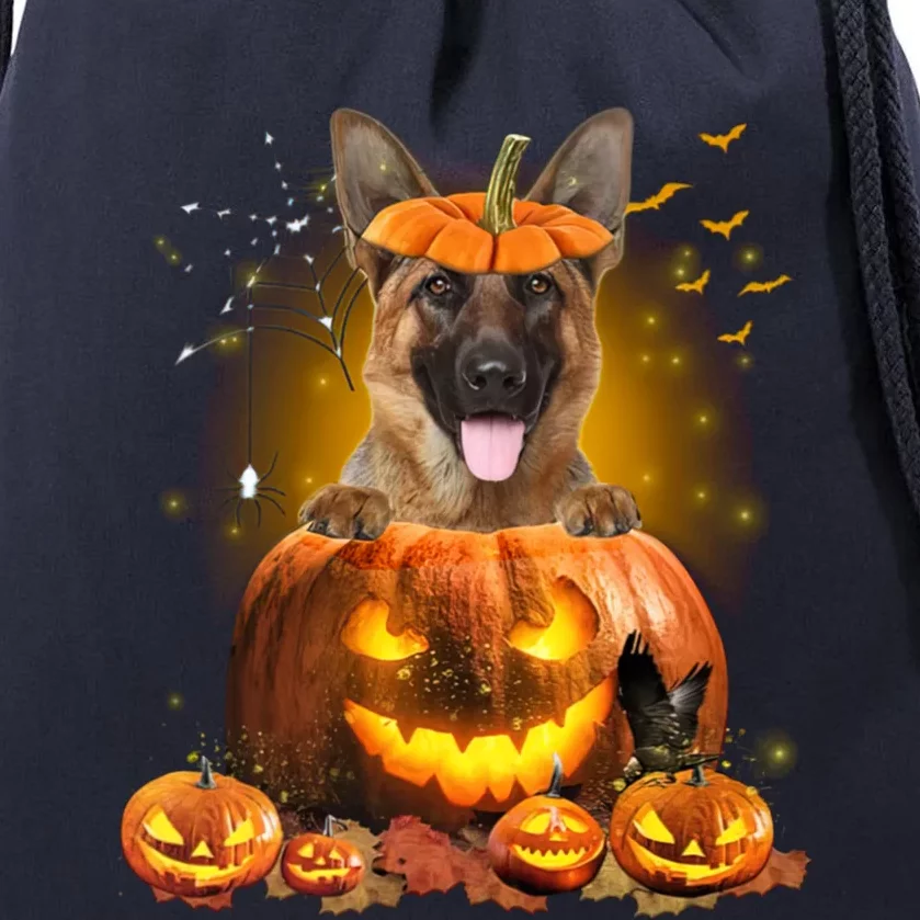 Ger Shepherd Pumpkin Gift Funny Cute Dog Lover Halloween Funny Gift Drawstring Bag