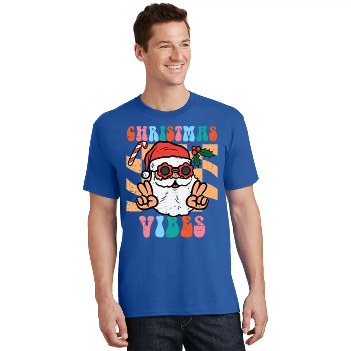 Groovy Santa Peace Christmas Vibes Retro Xmas Gift T-Shirt