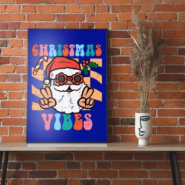 Groovy Santa Peace Christmas Vibes Retro Xmas Gift Poster