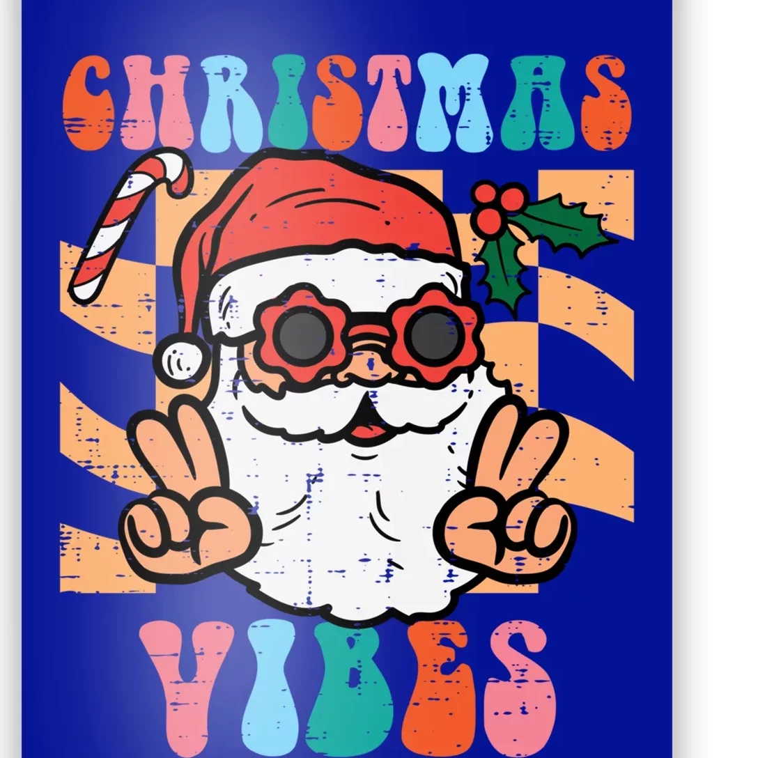 Groovy Santa Peace Christmas Vibes Retro Xmas Gift Poster