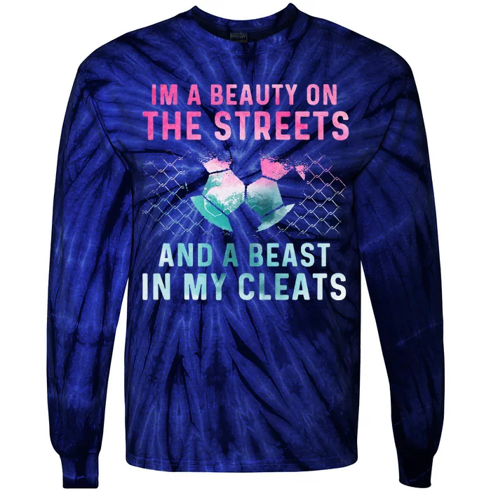 Girl Soccer Player Gifts Team Cleats Mom Goalie Captain Tie-Dye Long Sleeve Shirt