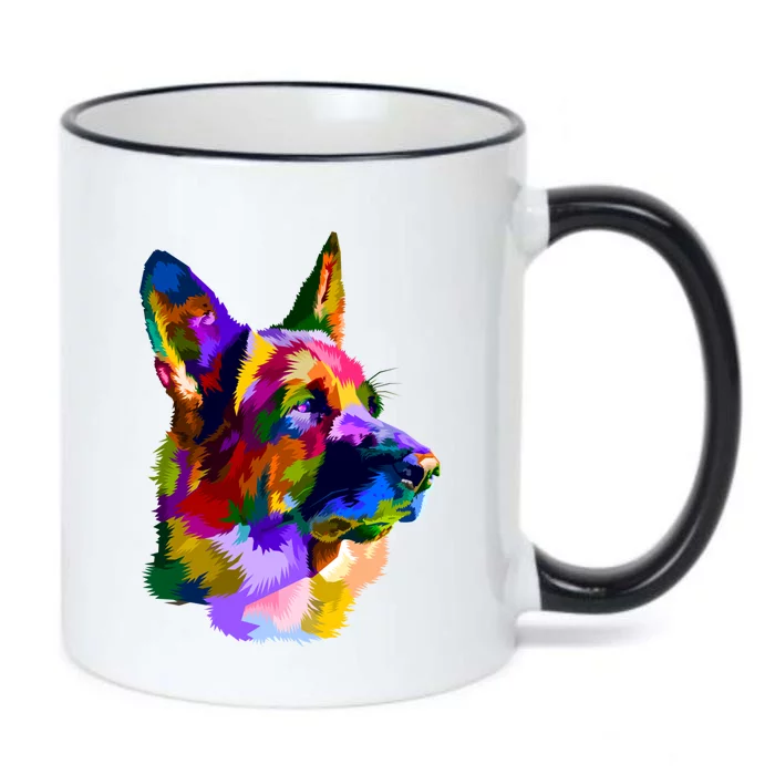 Ger Shepherd Pop Art Portrait For Dog Owners Gift Black Color Changing Mug