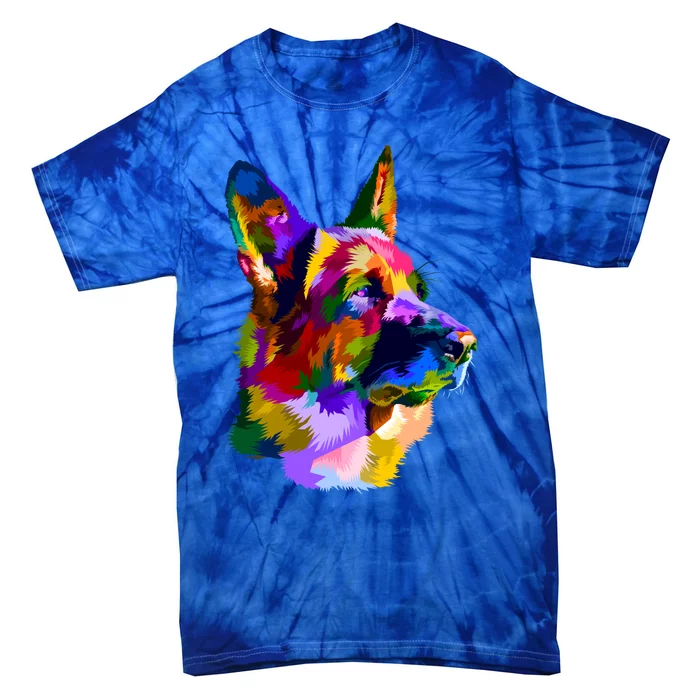 Ger Shepherd Pop Art Portrait For Dog Owners Gift Tie-Dye T-Shirt