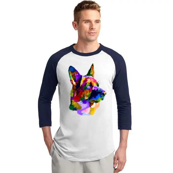 Ger Shepherd Pop Art Portrait For Dog Owners Gift Baseball Sleeve Shirt