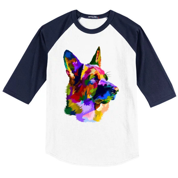 Ger Shepherd Pop Art Portrait For Dog Owners Gift Baseball Sleeve Shirt