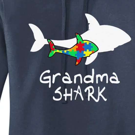 Grandma Shark Puzzle Piece Cool Autism Awareness Gift Women's Pullover Hoodie