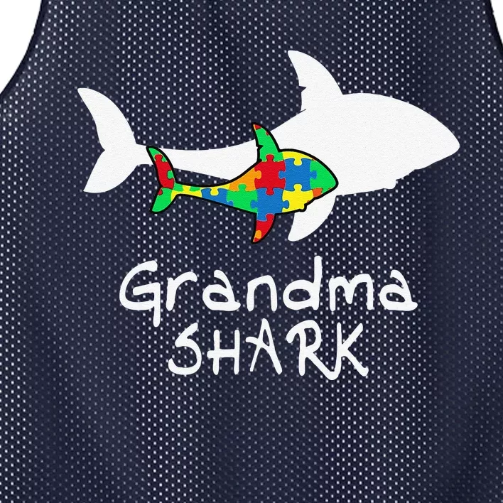 Grandma Shark Puzzle Piece Cool Autism Awareness Gift Mesh Reversible Basketball Jersey Tank