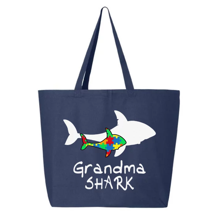 Grandma Shark Puzzle Piece Cool Autism Awareness Gift 25L Jumbo Tote