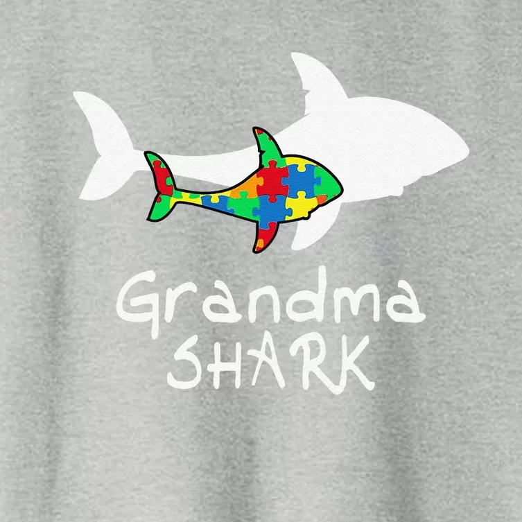 Grandma Shark Puzzle Piece Cool Autism Awareness Gift Women's Crop Top Tee