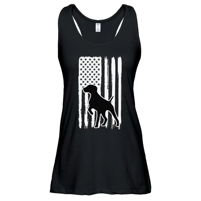 German Shorthaired Pointer American Flag USA Patriot Ladies Essential Flowy Tank