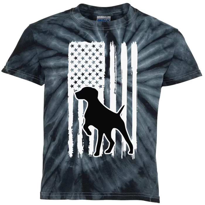 German Shorthaired Pointer American Flag USA Patriot Kids Tie-Dye T-Shirt