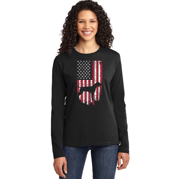 German Shorthaired Pointer Dog Silhouette American Ladies Long Sleeve Shirt