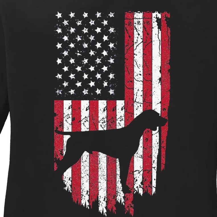 German Shorthaired Pointer Dog Silhouette American Ladies Long Sleeve Shirt