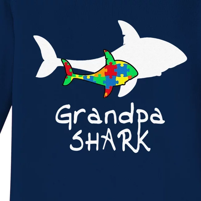 Grandpa Shark Puzzle Piece Cool Autism Awareness Gift Baby Long Sleeve Bodysuit