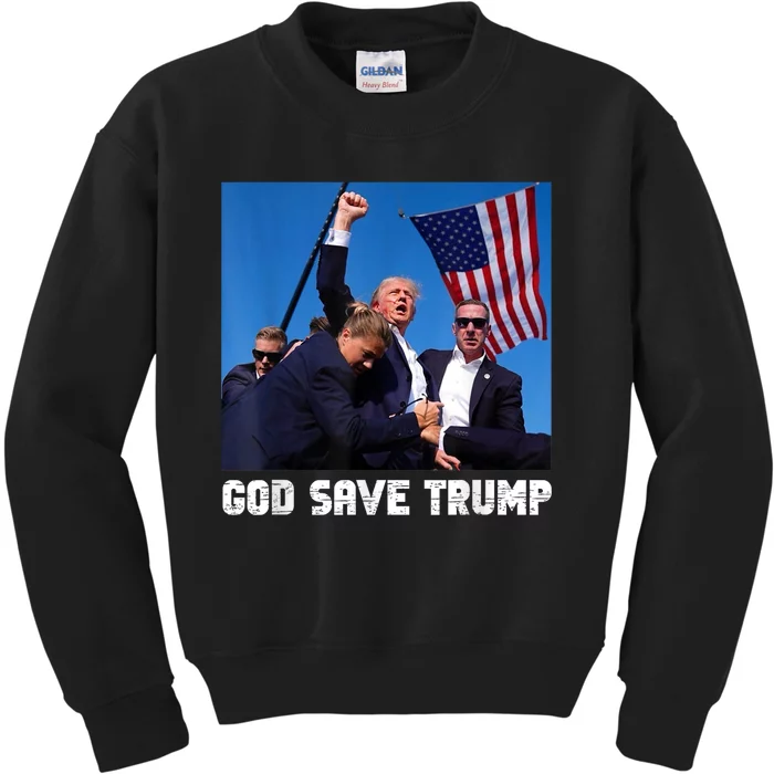 God Save President Trump Donald Trump 2024 Kids Sweatshirt