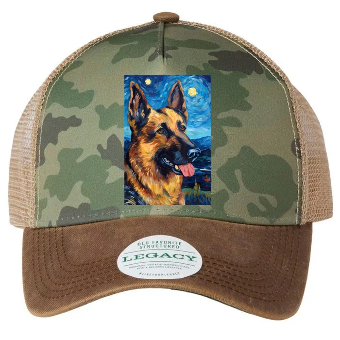 German Shepherd Painting Art Starry Night Sky Dog Van Gogh Legacy Tie Dye Trucker Hat