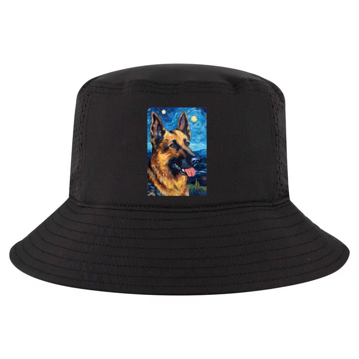 German Shepherd Painting Art Starry Night Sky Dog Van Gogh Cool Comfort Performance Bucket Hat