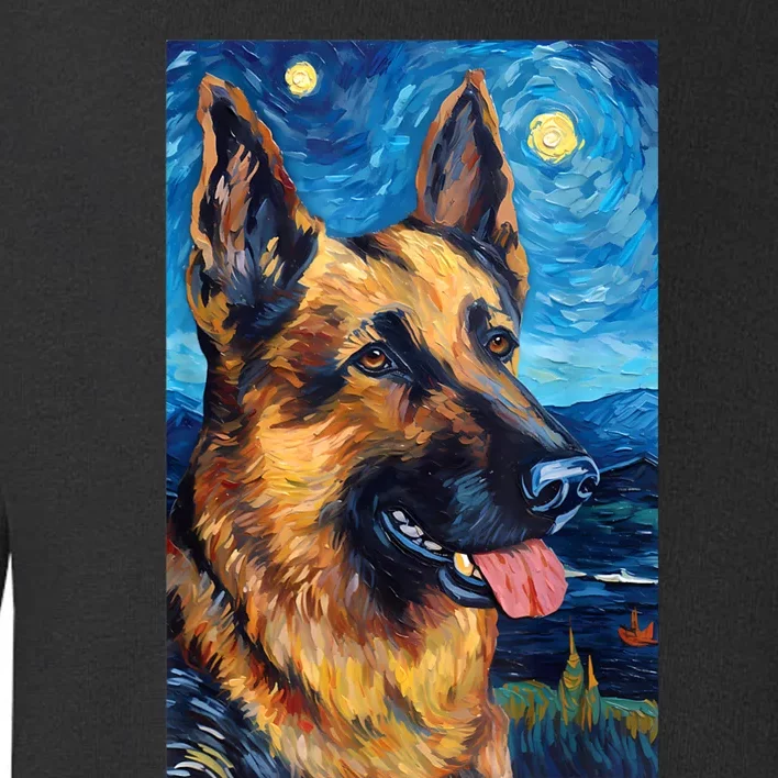 German Shepherd Painting Art Starry Night Sky Dog Van Gogh Toddler Sweatshirt