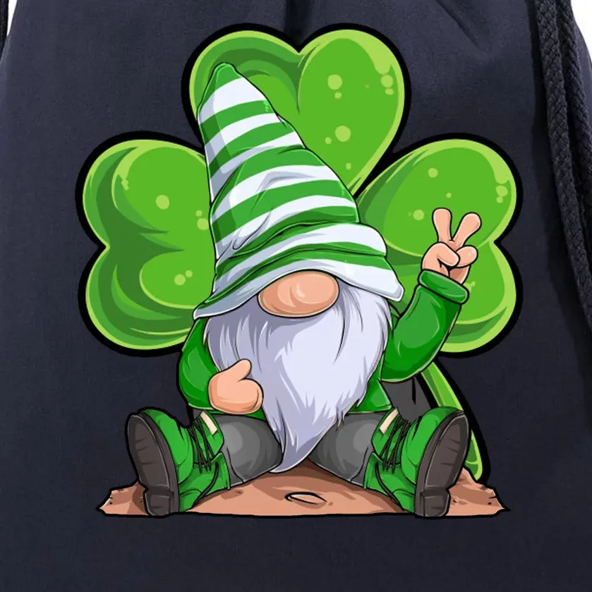 Gnome St Patrick's Day Clover Drawstring Bag