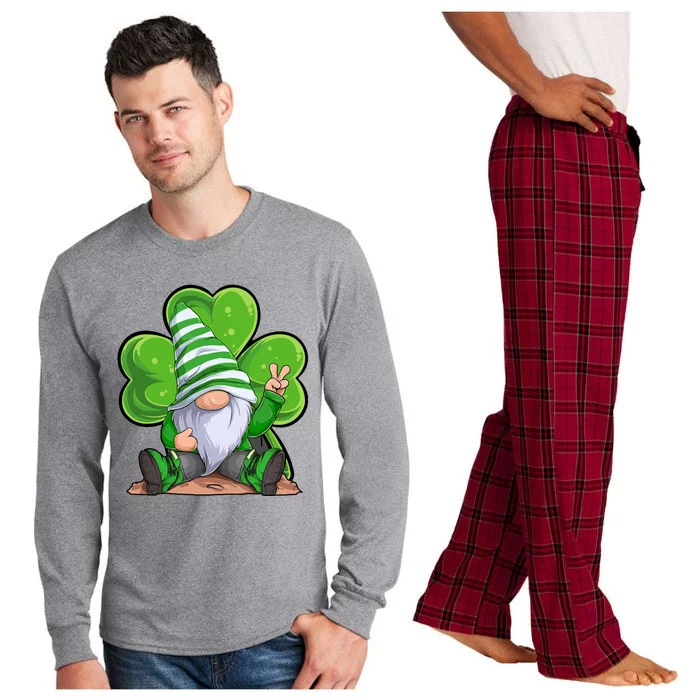 Gnome St Patrick's Day Clover Long Sleeve Pajama Set