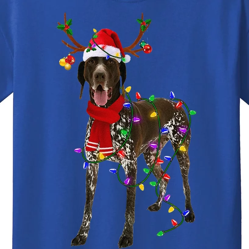 German Shorthaired Pointer Dog Tree Christmas Lights Pajama Kids T-Shirt