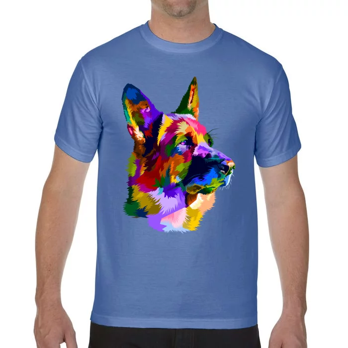 Ger Shepherd Pop Art Portrait For Dog Owners Funny Gift Comfort Colors T-Shirt