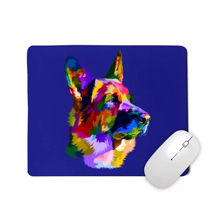 Ger Shepherd Pop Art Portrait For Dog Owners Funny Gift Mousepad