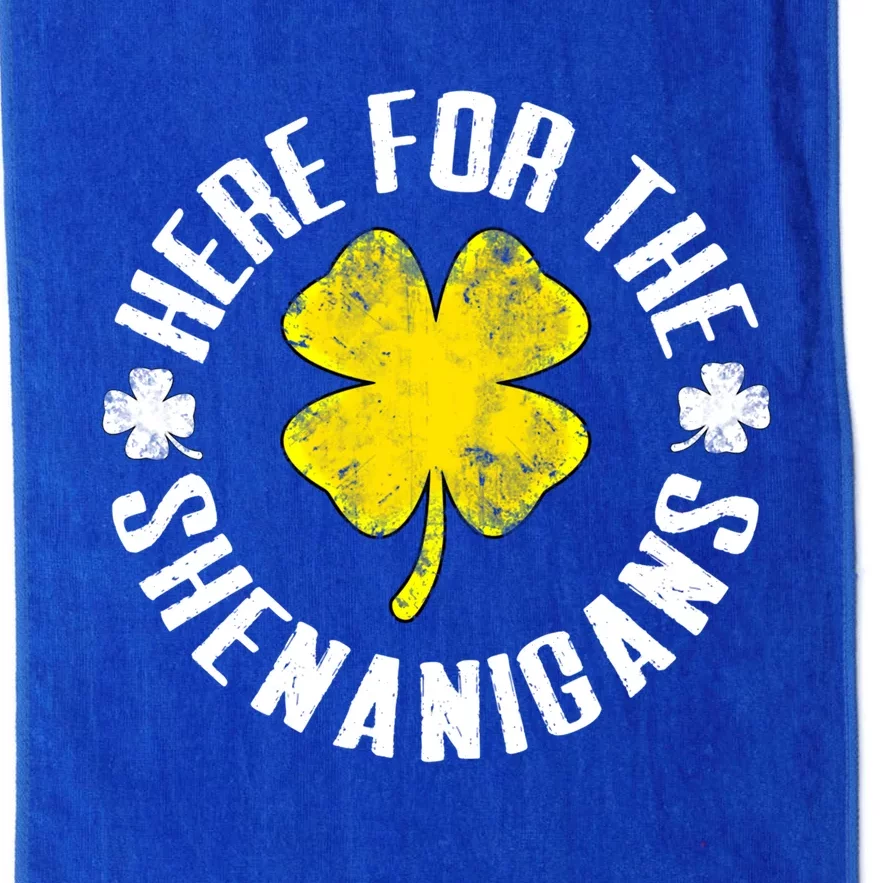 Green St Patrick's Day Tee Here For The Shenanigans Funny Gift Platinum Collection Golf Towel