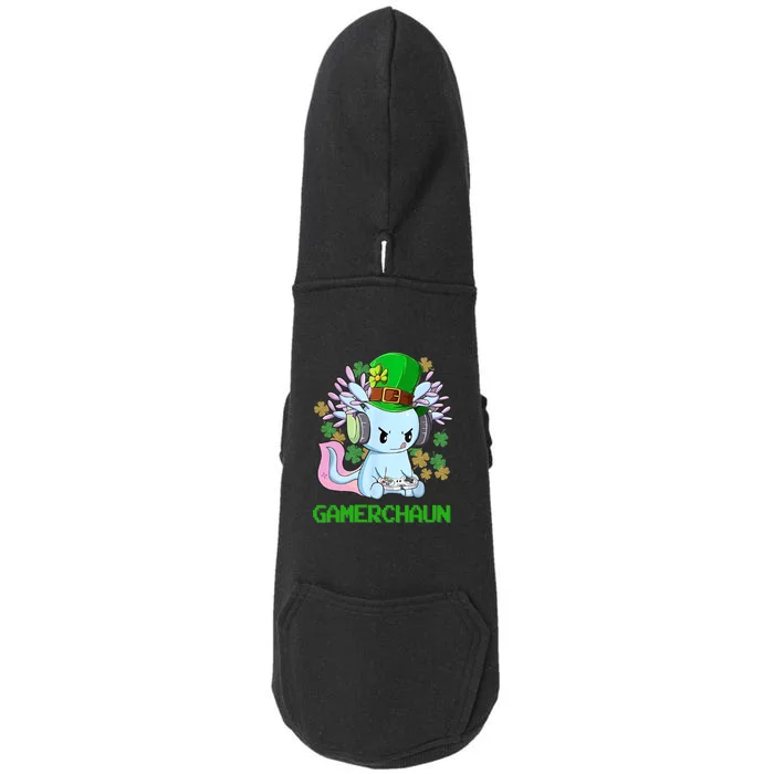 Gamerchaun St Patrick's Day Axolotl Video Game Controllers Doggie 3-End Fleece Hoodie