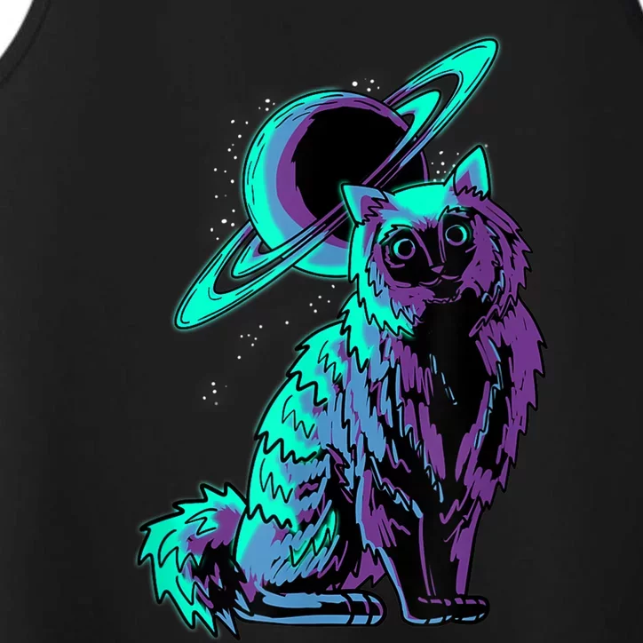 Galaxy Saturn Planet Ragdoll Cool Cat Feline Cat Lover Gift Performance Tank