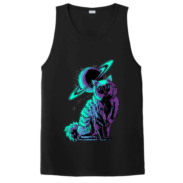 Galaxy Saturn Planet Ragdoll Cool Cat Feline Cat Lover Gift Performance Tank