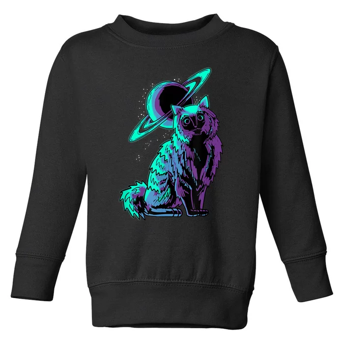 Galaxy Saturn Planet Ragdoll Cool Cat Feline Cat Lover Gift Toddler Sweatshirt