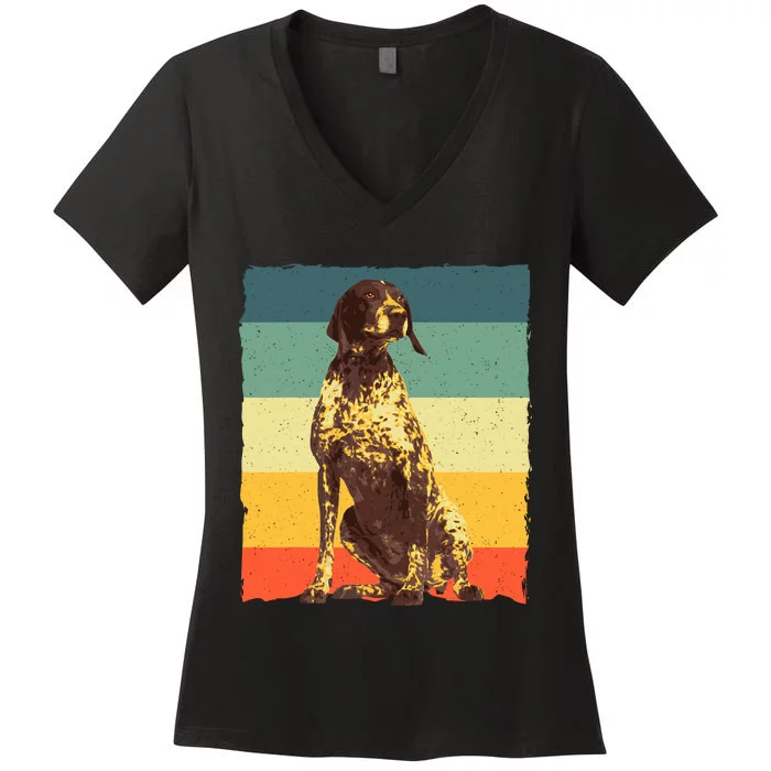 German Shorthaired Pointer Art GSP Dog Lover Women's V-Neck T-Shirt