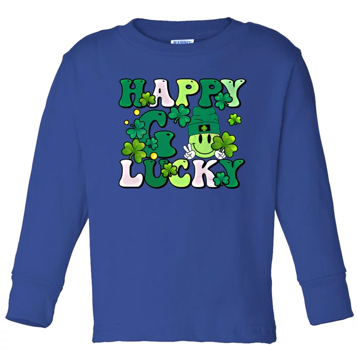 Groovy St Patrick's Day Happy Go Lucky Meaningful Gift Toddler Long Sleeve Shirt