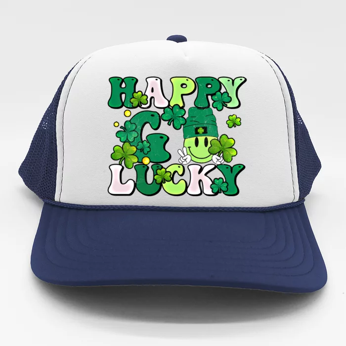 Groovy St Patrick's Day Happy Go Lucky Meaningful Gift Trucker Hat