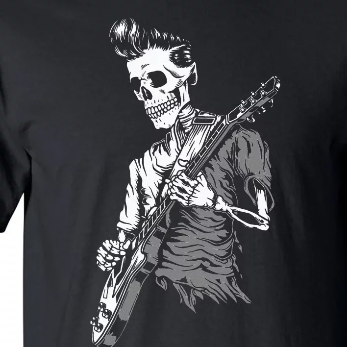 Graphic Skull Playing Guitar Hipster Guy Skeleton Guitarist Tall T-Shirt