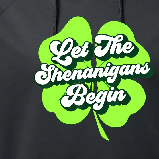 Groovy St Patricks Day Let The Shenanigans Begin Womens Performance Fleece Hoodie