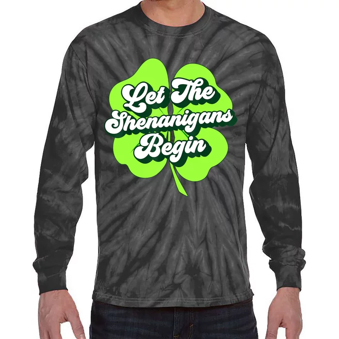 Groovy St Patricks Day Let The Shenanigans Begin Womens Tie-Dye Long Sleeve Shirt