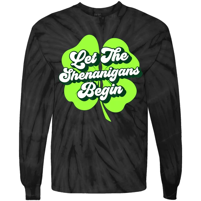 Groovy St Patricks Day Let The Shenanigans Begin Womens Tie-Dye Long Sleeve Shirt