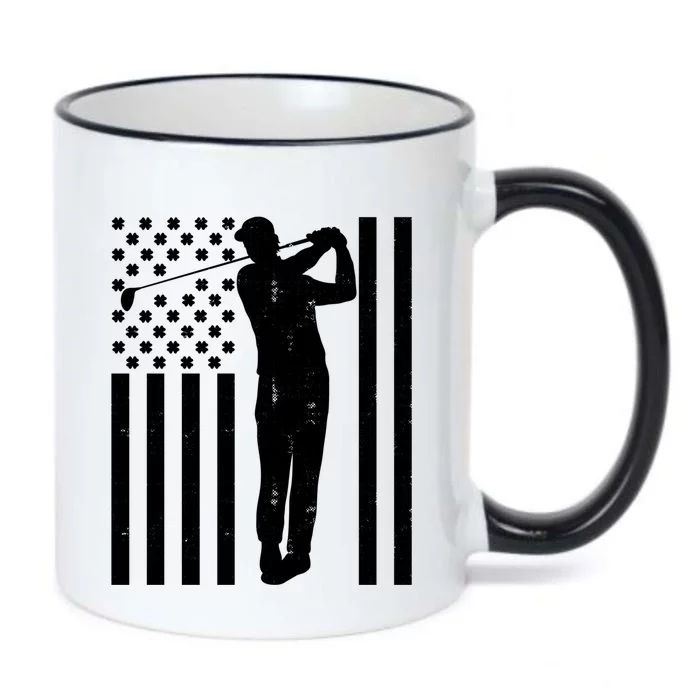 Golf St Patricks Day Design Golfer American Flag Golf Player Gift Black Color Changing Mug