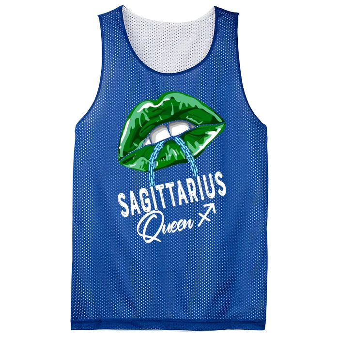 Green Sagittarius Queen Lips Chain Zodiac St Patricks Day Cool Gift Mesh Reversible Basketball Jersey Tank