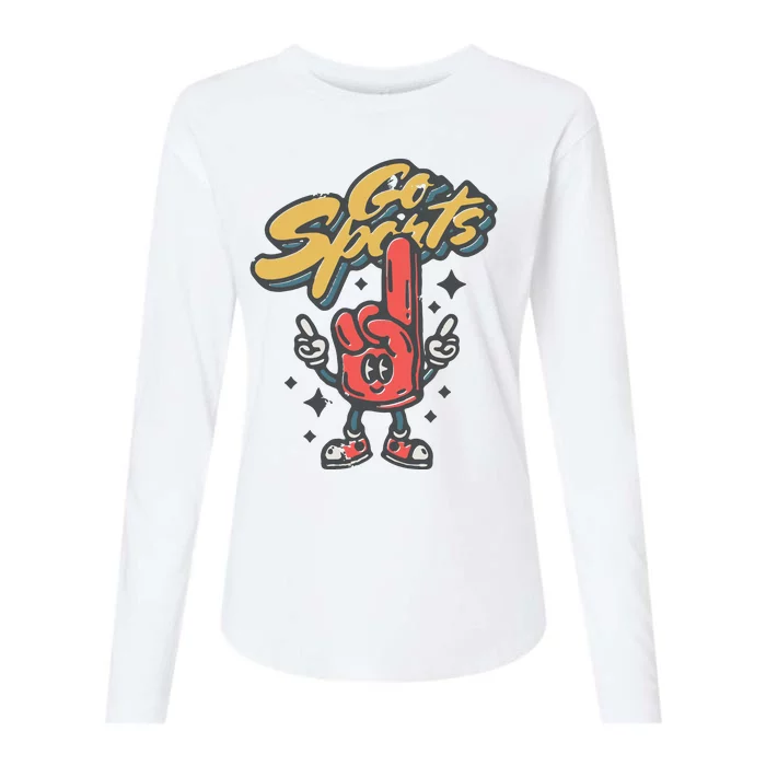 Go Sports Retro Football Game Day Womens Cotton Relaxed Long Sleeve T-Shirt