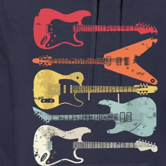 Guitar Shirts Retro Style Gift For Guitarist Premium Hoodie